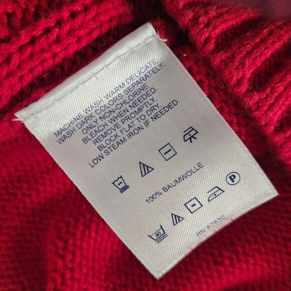 Lands End Red Cable Knit Cotton Sweater Size Small - Picture 4 of 4
